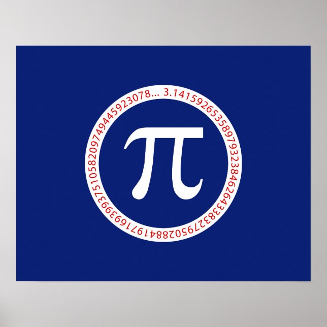 Pi Ring on Navy Blue Poster (Front)