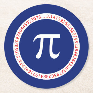 Pi Ring on Navy Blue Round Paper Coaster