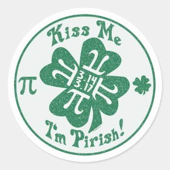 Pi-rish Party Gear Classic Round Sticker by PiintheSky at Zazzle