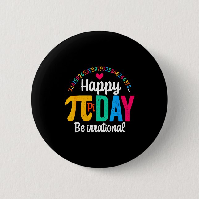 Pi Shirt Math Teacher Student Funny 3.14 Pie Happy Button (Front)