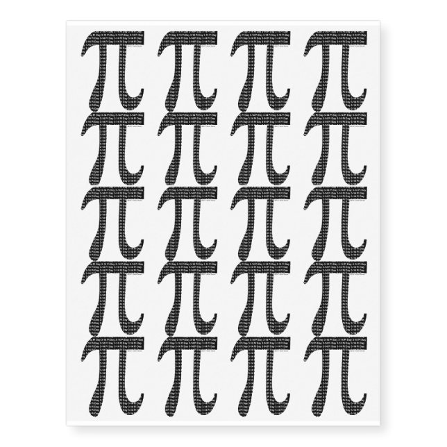 Pi Simple Temporary Tattoos (Front)