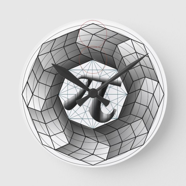 Pi Symbol π Optical Illusion Clock for Math Lovers (Front)