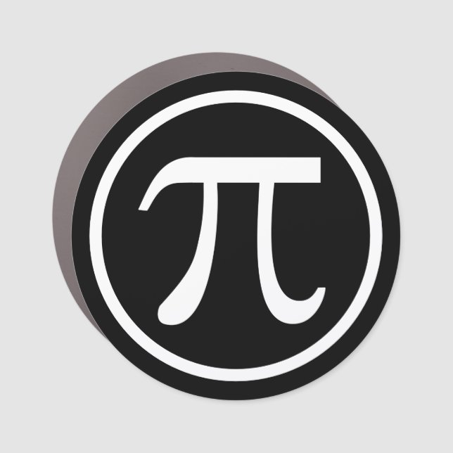 Pi Symbol Black and White Car Magnet (Front)