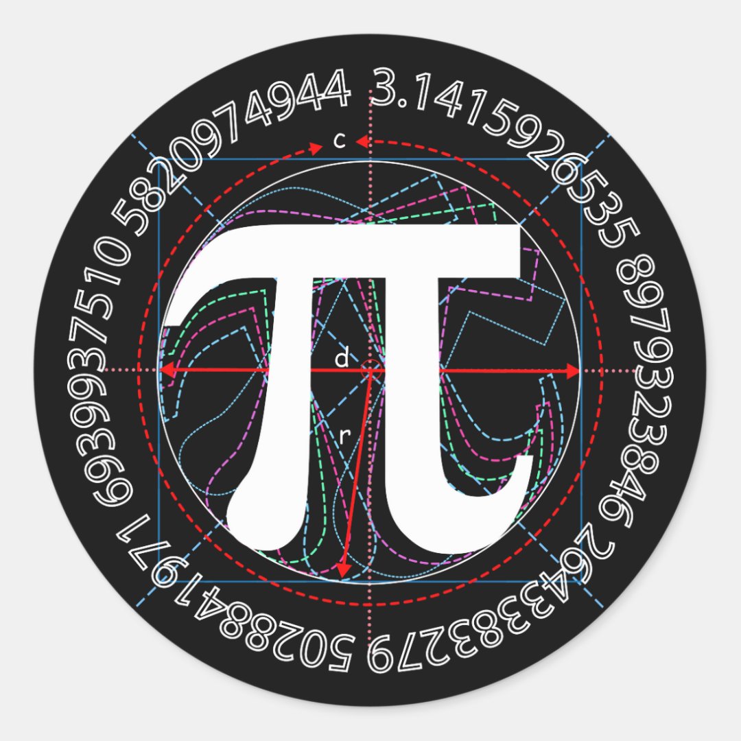 Pi Symbol Drawing Classic Round Sticker Zazzle