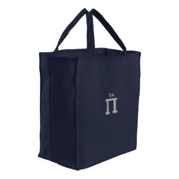 Pi Symbol Embroidered Tote Bag by GrooveMaster at Zazzle