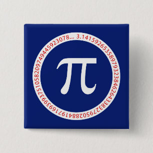 Pi Symbol in Circle on Navy Blue Button