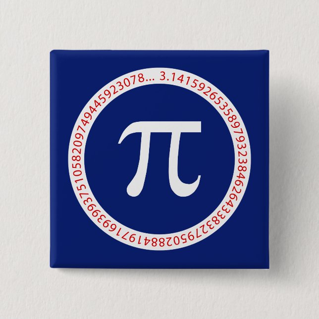 Pi Symbol in Circle on Navy Blue Button (Front)