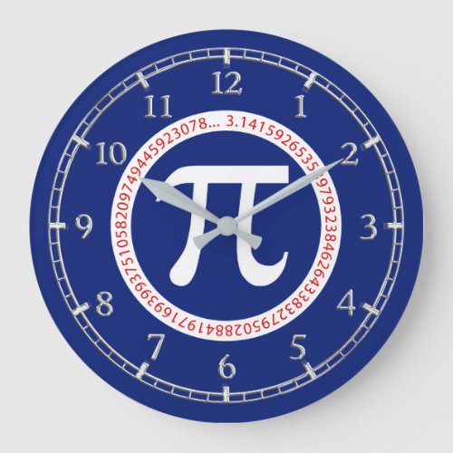 Pi Symbol in Circle on Navy Blue Dial on a Large Clock