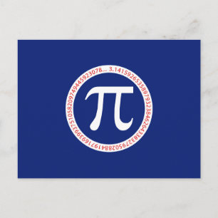 Pi Symbol in Circle on Navy Blue Postcard