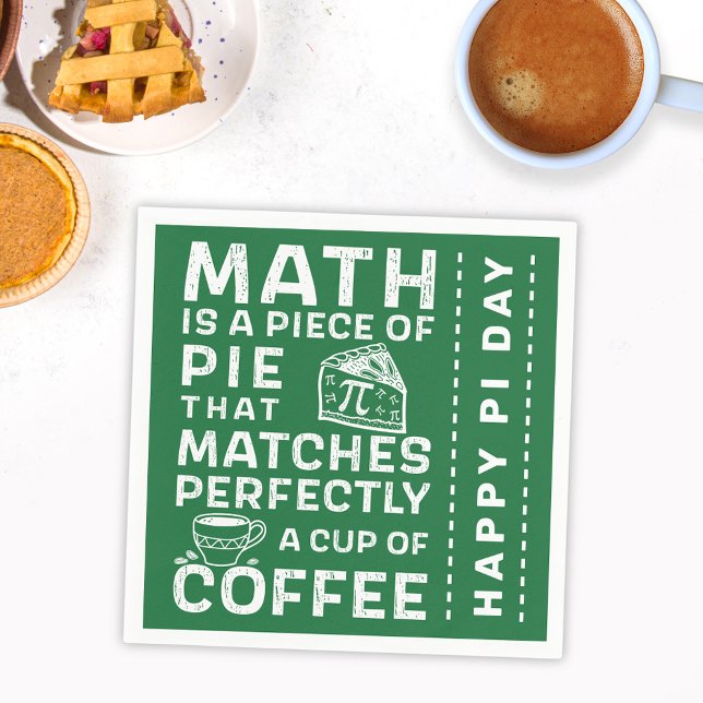 Pi Symbol Math is Piece of Pie Happy Pi Day Green Napkins (Creator Uploaded)