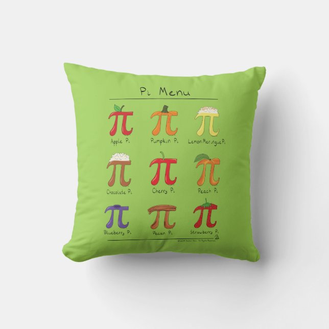 Pi Symbol Menu Cute Math Teacher Throw Pillow (Front)