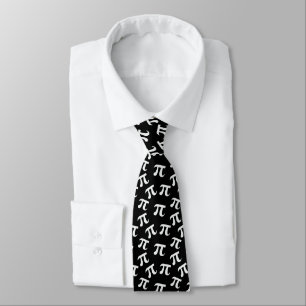 Pi Symbol Pattern Black White Modern Neck Tie
