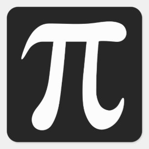 Pi symbol stickers, black and white square sticker