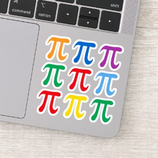 Pi symbol stickers, set of nine in many colors sticker