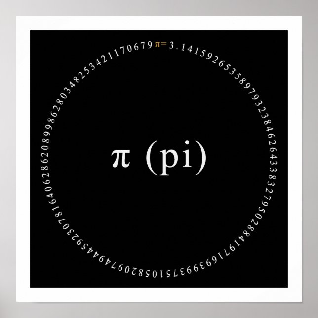 Pi, The Irrational Mathematical Constant Math Nerd Framed Art (Front)