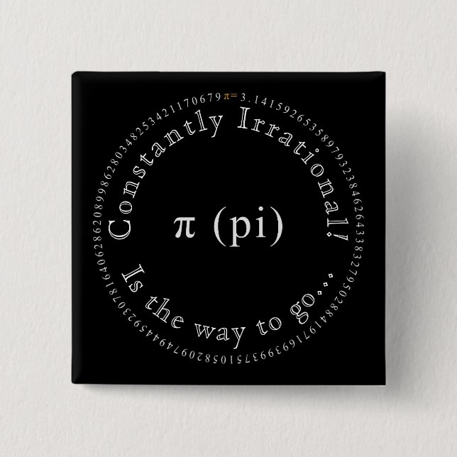 Pi, The Irrational Mathematical Constant Teacher Button (Front)