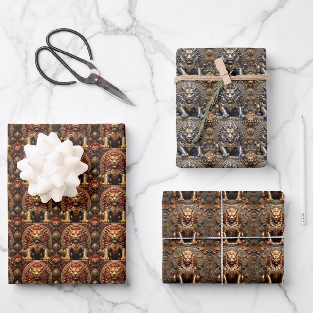 Pi Xiu Mythical Guardian Asian Art Sheet Gift Wrap (Front)