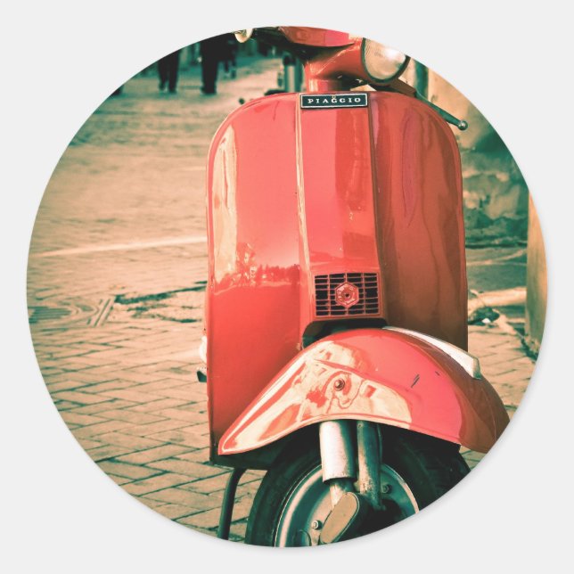 Piaggio Scooter in Italy Classic Round Sticker (Front)