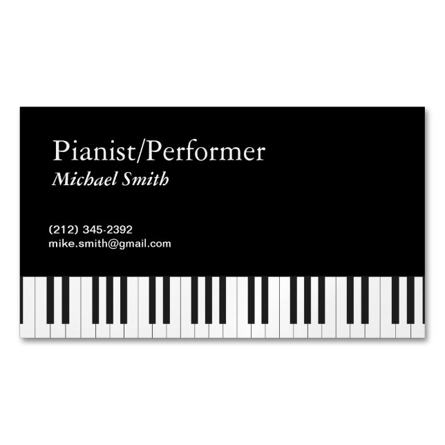 Pianist Business Card Magnet (Front)