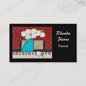 Pianist Business Card With Flowers by ronaldyork at Zazzle