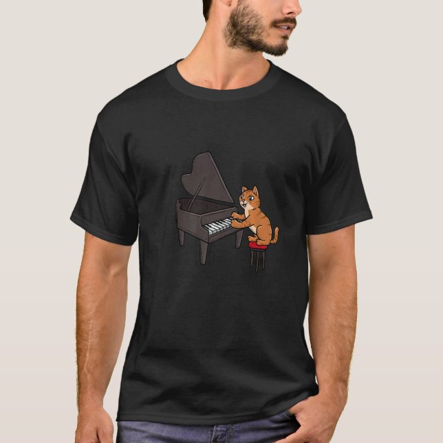 Pianist Cat Musician Instrumentalist Piano Player  T-Shirt (Front)