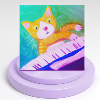 Pianist Cat Square Business Card by Lucia_Salemi at Zazzle