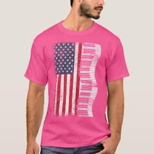 Pianist Classical Music Us Flag Keyboard Piano Pla T-Shirt