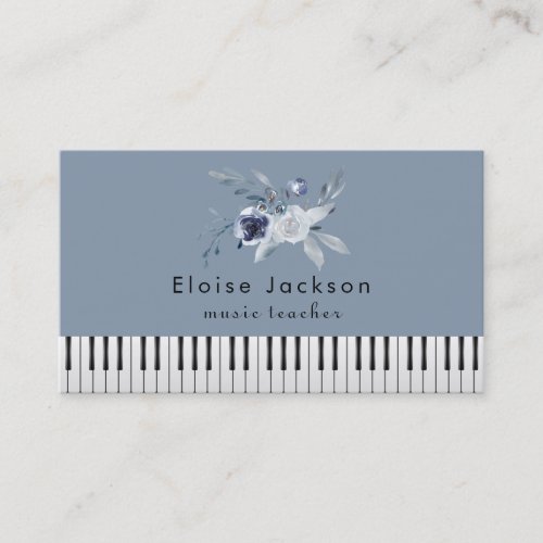 pianist dusty blue bouquet business card