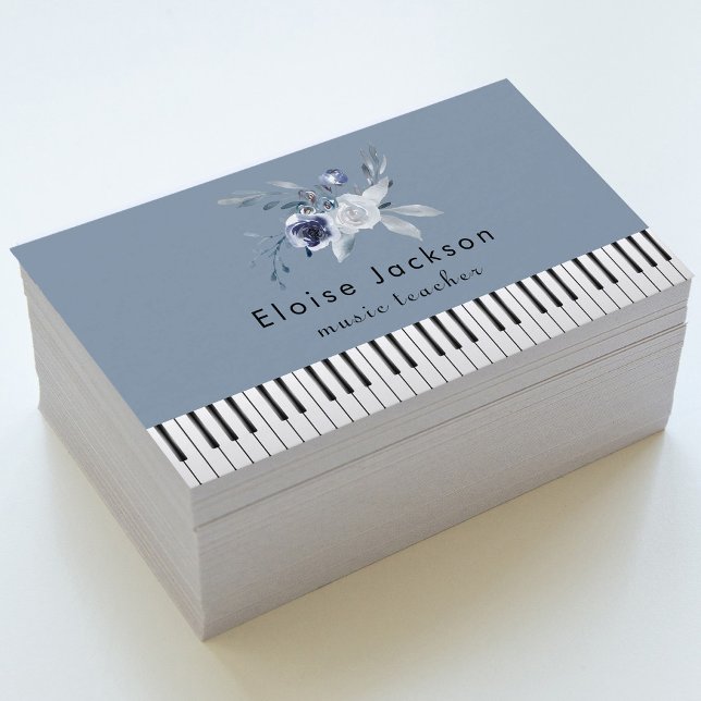 pianist dusty blue bouquet business card (Creator Uploaded)