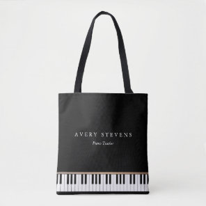 Pianist Elegant and Simple Black Piano Keys Busine Tote Bag