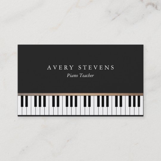 pianist elegant and simple black piano keys business card piano business card
