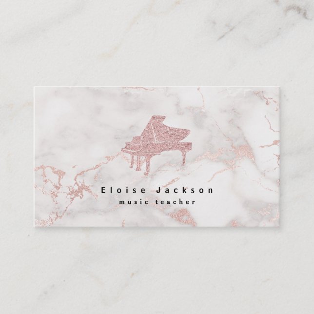 pianist elegant pink marble business card (Front)