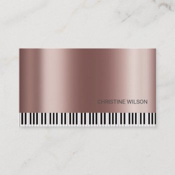Pianist Faux Rose Gold Metallic Effect Business Card by musickitten at Zazzle