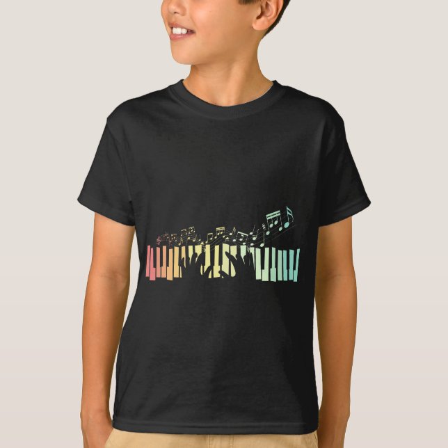 Pianist Gift Idea Keyboards Music Notes Piano T-Shirt (Front)
