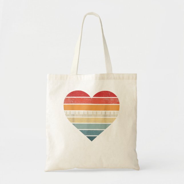 Pianist Gifts Retro Sunset Piano Keyboard Player T Tote Bag (Front)