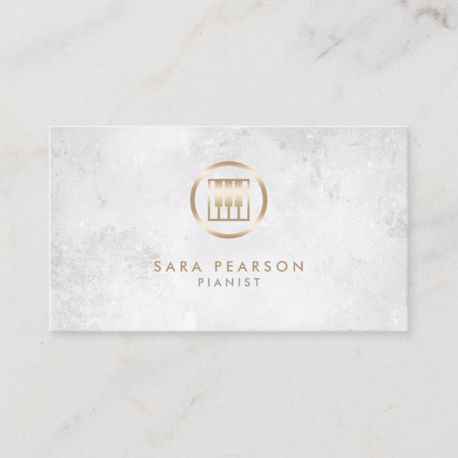 Pianist Gold Piano Keys Icon Business Card (Front)