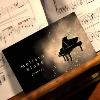 Pianist Golden Dust Business Card by musickitten at Zazzle