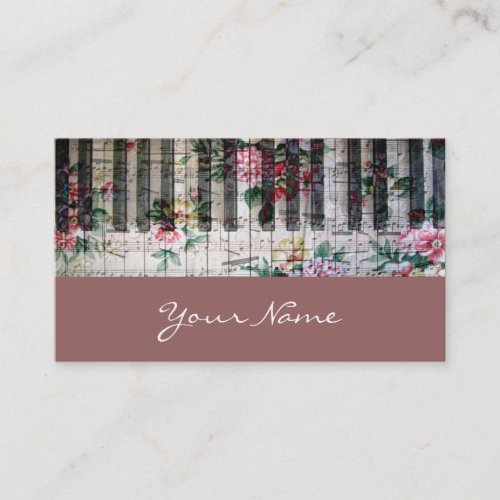 pianist keyboard girly vintage music profile card business cards