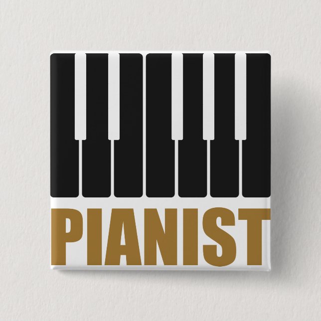 Pianist Modern Typography Button (Front)