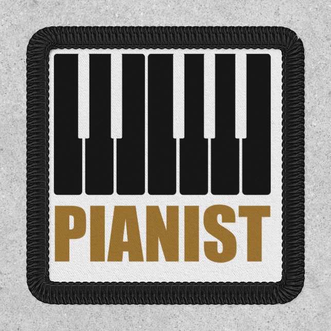 Pianist Modern Typography Iron On Patch (Front)