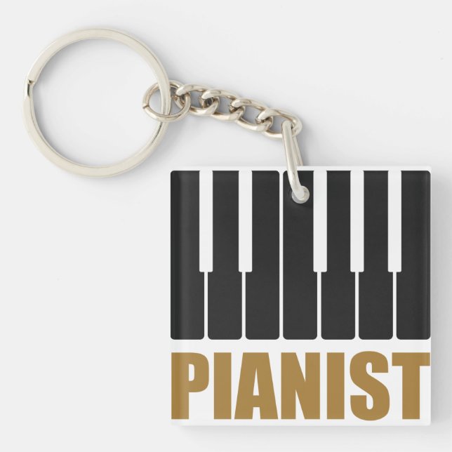 Pianist Modern Typography Keychain (Front)