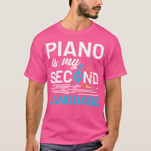 Pianist Musician Music Notes Treble Clef Piano T-Shirt (Front)