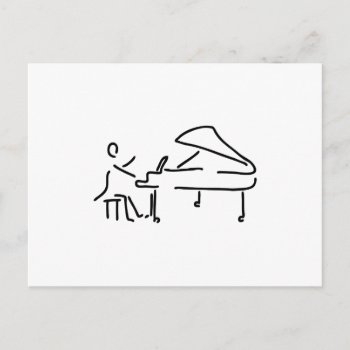 Pianist Musiker Spielt Klavier Piano Fluegel Postcard by Lineamentum at Zazzle