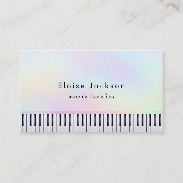 pianist pastel colors music teacher business card (Front)
