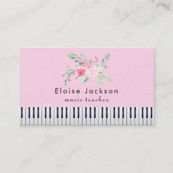 Pianist Pastel Pink And Green Business Card by musickitten at Zazzle
