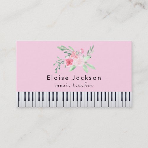 pianist pastel pink and green business card