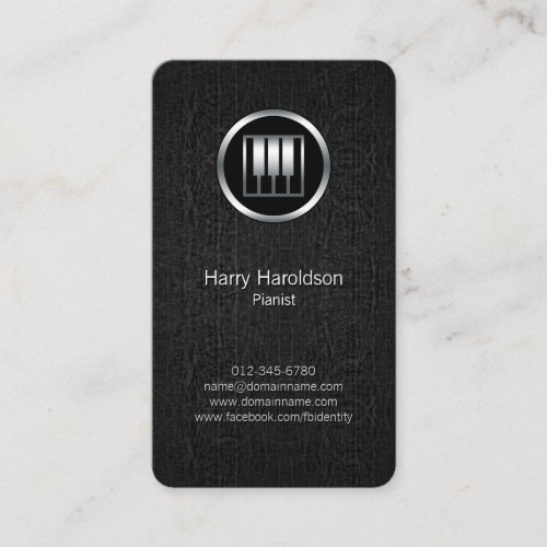 Pianist Piano Keys Icon Black Grunge Business Card