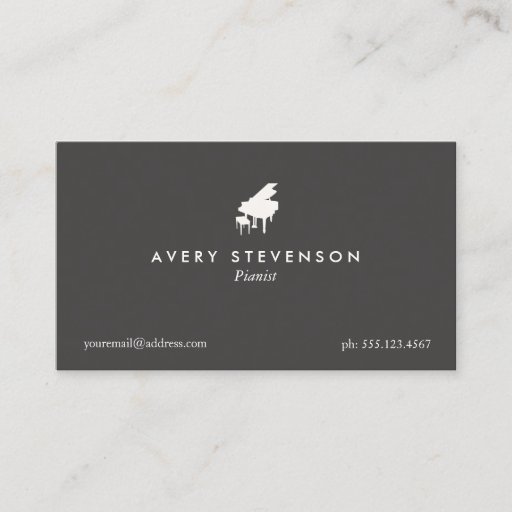 Customizable Pianist Elegant and Simple Black Business Card