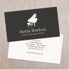 Pianist Piano Music Teacher Grand Piano Business Card at Zazzle
