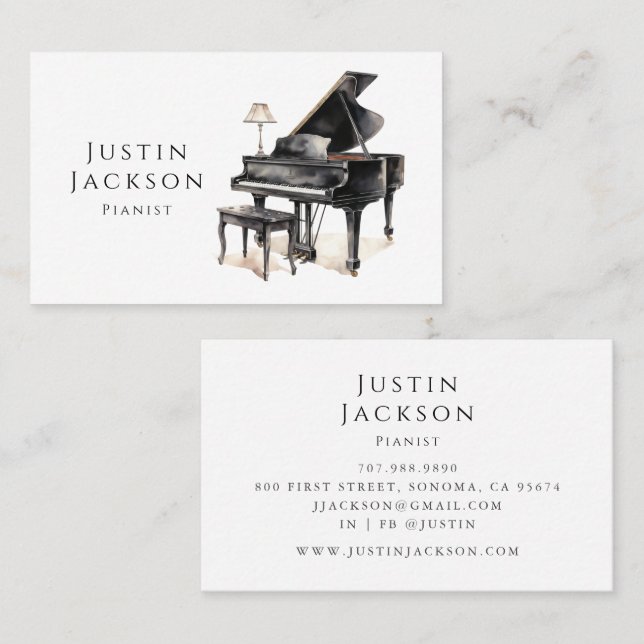 Pianist Piano Musician Teacher Business Card (Front/Back)